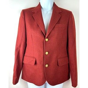 J G Hook Classic Wool Blend Rust Blazer Gold Anchor Buttons size 4